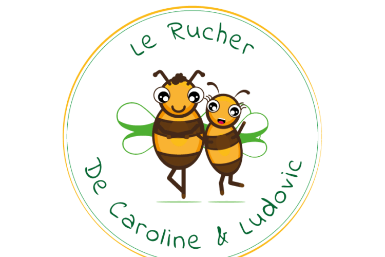 honey and bees logotype le rucher de caroline et ludovic