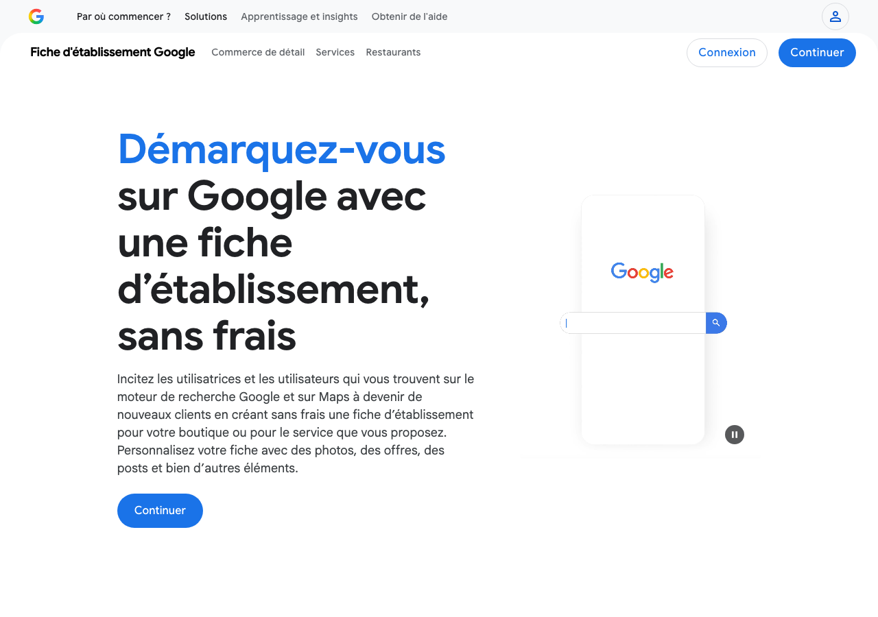 Capture d'écran du site google.com