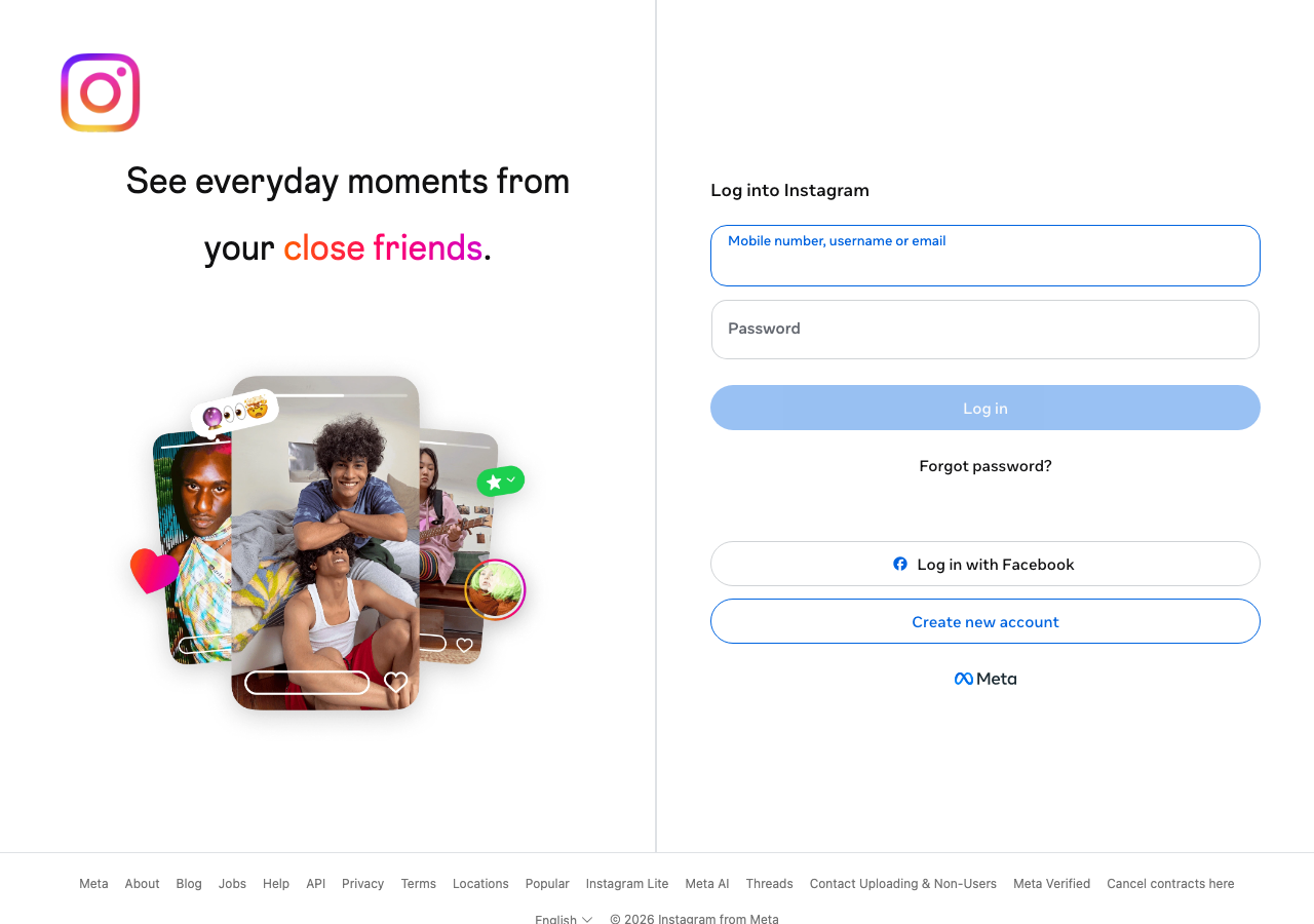 Capture d'écran du site instagram.com