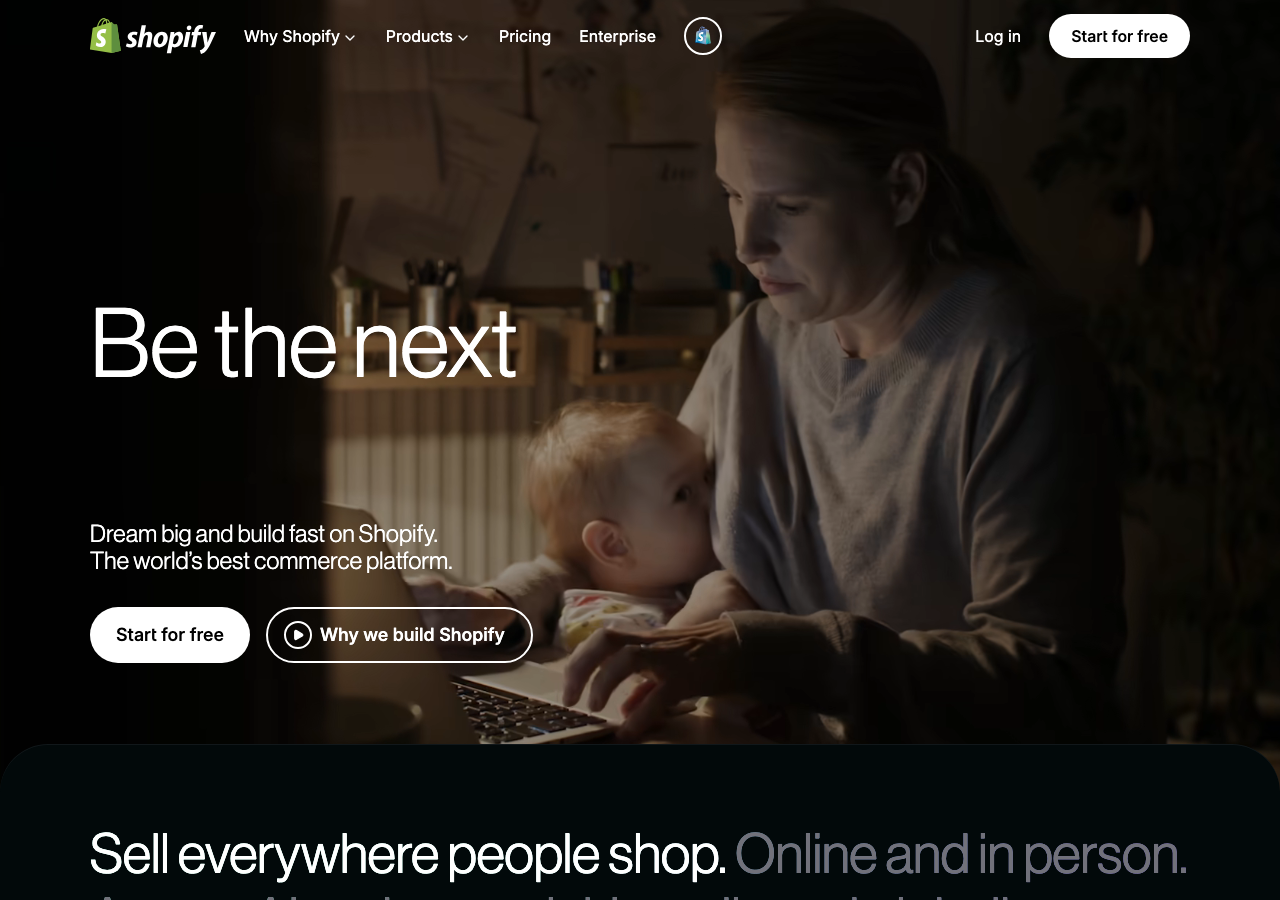 Capture d'écran du site shopify.com